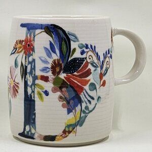 Anthropologie Starla M. Halfmann Botanical Monogram Mug "B"